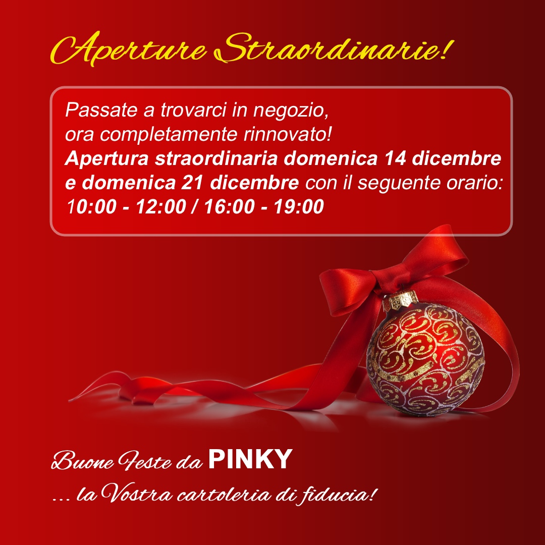 Cartoleria Pinky - Aperture straordinarie